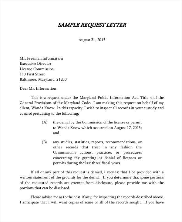 formal letter requesting something